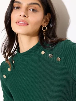 Friends Like These Button Shoulder Tunic Dark Green Outlet