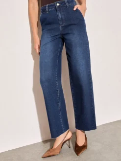 Friends Like These Petite Wide Leg Cropped Jeans Dark Wash Discount