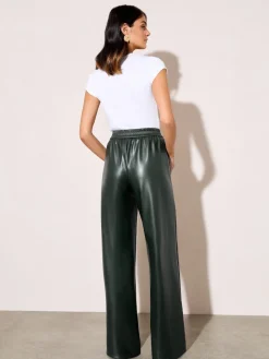 Friends Like These Faux Leather Elasticaed Trousers Forest Green Online