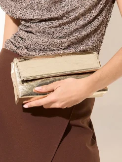 Friends Like These Foldover Clutch Bag Gold Hot