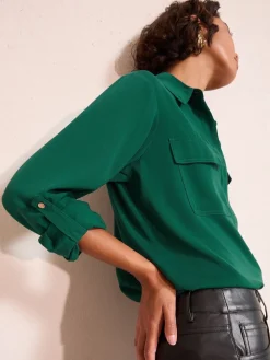 Friends Like These Tab Sleeve Utility Pocket Shirt Green Best