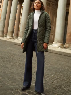 Friends Like These Mid Length Quilted Jacket Green Clearance