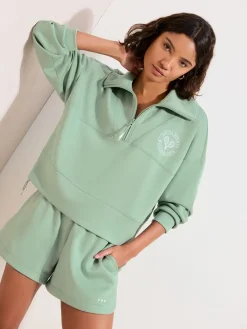 Friends Like These Studio Half Zip Sweatshirt Green New
