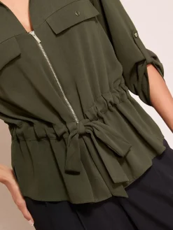 Friends Like These Utility Style Tie Waist Shirt Green Best