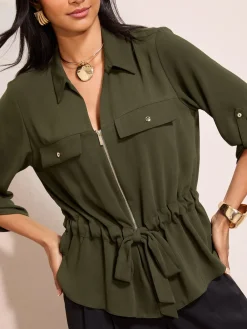 Friends Like These Utility Style Tie Waist Shirt Green Best