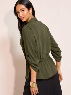 Friends Like These Utility Style Tie Waist Shirt Green Best