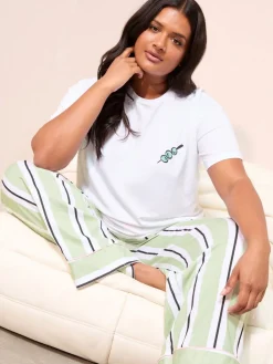 Friends Like These Green Curve Stripe Martini Short Sleeve Pyjamas Hot