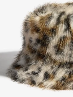 Friends Like These Faux Fur Bucket Hat Leopard Print New