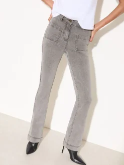 Friends Like These Light Grey High Waist Pocket Flare Jeans Clearance