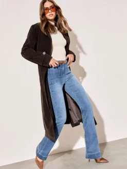 Friends Like These Mid Blue High Waist Pocket Flare Jeans Online