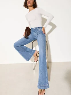 Friends Like These Petite Pocket Tailored Wide Leg Jeans Mid Blue Denim Discount