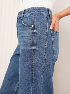 Friends Like These Denim Barrel Jeans Mid Blue Discount
