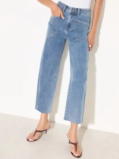 Friends Like These Wide Leg Cropped Jeans Mid Wash Best