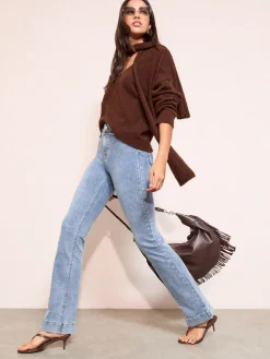 Friends Like These Mid Wash High Waist Pocket Flare Jeans Clearance