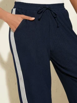 Friends Like These Navy Crinkle Jersey Wide Leg Trousers Outlet