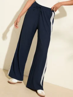 Friends Like These Navy Crinkle Jersey Wide Leg Trousers Outlet