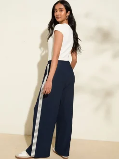 Friends Like These Navy Crinkle Jersey Wide Leg Trousers Outlet