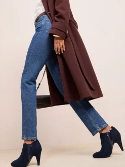 Friends Like These Standard fit Mid Heel Mix Material Ankle Boots Navy Outlet