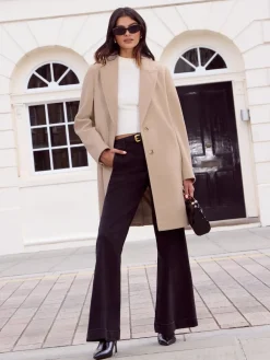 Friends Like These Tailored Mid Length Single Button Coat Neutral