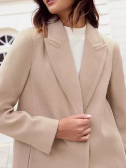 Friends Like These Tailored Mid Length Single Button Coat Neutral
