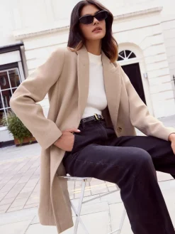 Friends Like These Tailored Mid Length Single Button Coat Neutral