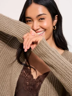 Friends Like These Chunky Longline Cardigan Neutral Sale