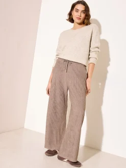 Friends Like These Ripple Texture Wide Leg Trousers Neutral Outlet