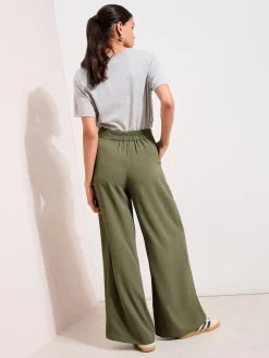 Friends Like These Tie Waist Palazzo Trousers Olive Green Discount