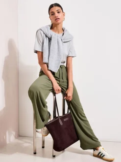 Friends Like These Tie Waist Palazzo Trousers Olive Green Discount