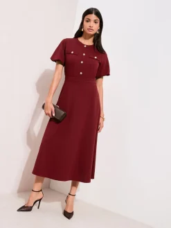 Friends Like These Military Midi Dress Red