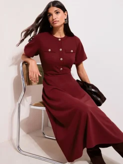 Friends Like These Military Midi Dress Red