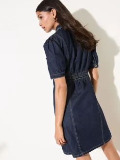 Friends Like These Rinse Wash Denim Seamed Detail Mini Dress Outlet