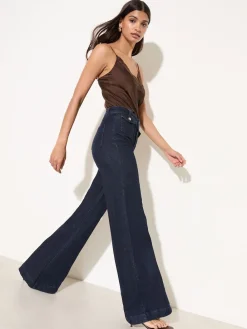 Friends Like These Pocket Tailored Wide Leg Jeans Rinse Wash Sale