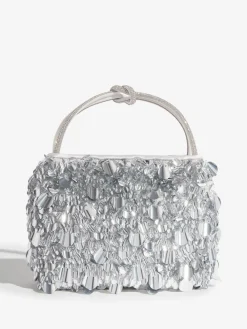 Friends Like These Sequin Top Handle Bag Silver Outlet