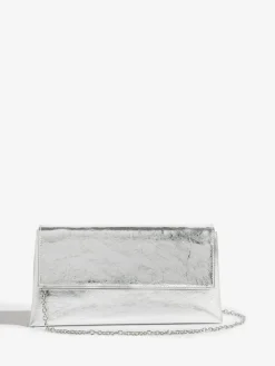 Friends Like These Gold Foldover Clutch Bag Silver