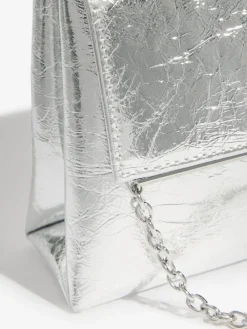 Friends Like These Gold Foldover Clutch Bag Silver