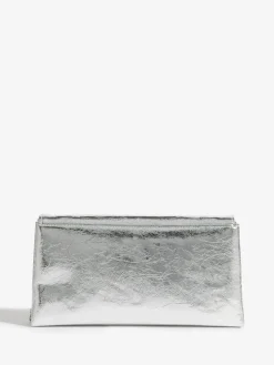 Friends Like These Gold Foldover Clutch Bag Silver