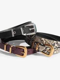 Friends Like These Belts 3 Pack Snake Print, Burgandy and Black Outlet
