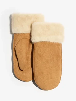 Friends Like These Tan Brown Cosy Faux Suede and Fur Mittens Gloves Sale