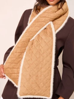 Friends Like These Tan Brown Faux Suede and Fur Reversible Scarf New