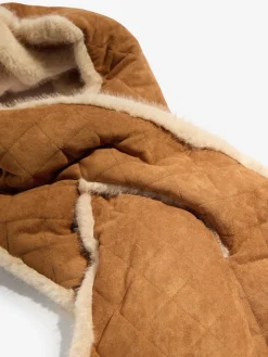 Friends Like These Tan Brown Faux Suede and Fur Reversible Scarf New