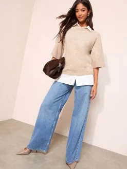 Friends Like These Taupe 2-in-1 Knitted Top Online