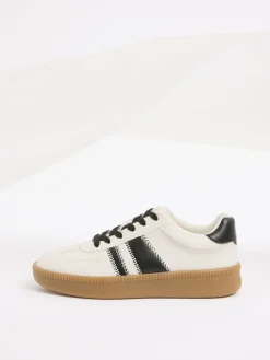 Friends Like These White/Black Standard Fit Lace Up Retro Gumsole Sports Trainers Clearance