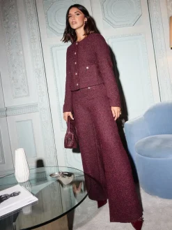 Friends Like These X Lucy Mecklenburgh Boucle Trophy Jacket Burgandy Red Online