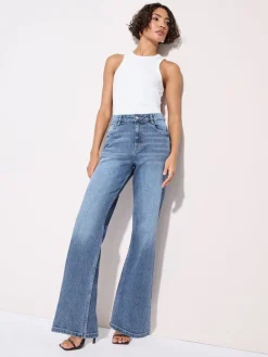 Friends Like These X Lucy Mecklenburgh Mid Blue Everyday Wide Leg Jeans
