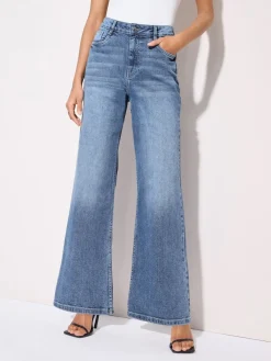 Friends Like These X Lucy Mecklenburgh Mid Blue Everyday Wide Leg Jeans