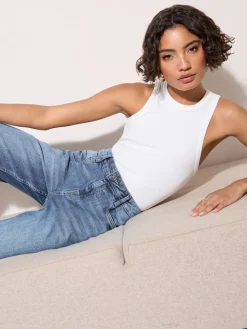 Friends Like These X Lucy Mecklenburgh Mid Blue Everyday Wide Leg Jeans