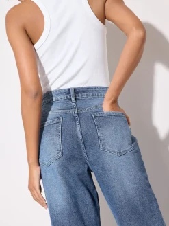 Friends Like These X Lucy Mecklenburgh Mid Blue Everyday Wide Leg Jeans