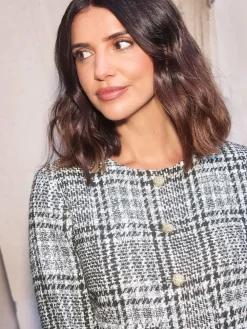 Friends Like These X Lucy Mecklenburgh Boucle Trophy Jacket Black/White Outlet