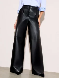 Friends Like These X Lucy Mecklenburgh Faux Leather Tailored Wide Leg Trousers Black Sale